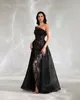 2024 ASO EBI Illusion Black Mermaid Dress Koronki Tiul Evening Formalne przyjęcie Drugie przyjęcie urodzinowe suknie zaręczynowe sukienki szata de soiree ZJ96