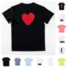 Play Designer Mens T-shirts Childrens Embroidered Love Eyes Pure Cotton White Red Heart Short-sleeved Tshirts Boys and Girls Loose Casual Tshirt Top Size 80-150 b3