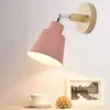 Lampes murales Moderne et simple DIY Macaron Lampe de chevet Art en bois avec interrupteur à prise Nordic Appliques décoratives Lumière