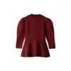 Maglioni da donna Puff manica lunga Ropa Mujer Giappone maglione arruffato Autunno Inverno 2024 Abbigliamento donna O-Collo Pullover Top Donna Maglieria