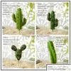 Couronnes de fleurs décoratives 4pcs vert mousse artificielle cactus succulents figue de Barbarie plante en pot sans pot bureau à domicile bureau bricolage Hou Dhcwv