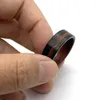 Wedding Rings Wholesale 8mm Koa Wood Inlay Black Mass Brushed Tungsten Ring For Men Women Fashion Engagement Band