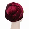 Ethnic Clothing Est Pleated Velvet Magic Turban Hijab Head Wrap Cap Long Tail Headscarf Tie Bandanas Headband African Hat Women Scarf