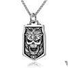 Pendentif Colliers Punk Heavy Street Motocycliste Skl Collier En Acier Inoxydable Dominateur Chevalier Noir Gothique Hommes Bijoux Drop Livrer Dhimw