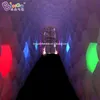 Personnalisé 12x2x3 mètres de grand tunnel argenté gonflable / lumières RGB gros gonflables pour les jouets de décoration sports