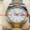 Herrens handledsavdelning DATAJUST 41mm 126303 BI Color Men's Automatic Machinery Watch White Dial rostfritt stål och gult guld M302S