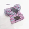 Bonnet / Skull Caps Mignon Enfants Deux Poms Tricot Chapeaux De Luxe Designer Bébé Casquettes D'hiver 5 Couleurs Marque Enfants Tricotés En Gros Drop Del Dhrha