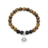 Beaded Handmade Natural Stone Lotus Beads Bracelet Tiger Eye Charm For Women Men Yoga Jewelry Drop Delivery Jewelry Bracelets Dhrtm