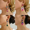 Boucles d'oreilles pendantes série colorée brillant cristal géométrique gland pour femmes Boho luxe élégant feuille en forme de coeur pendentif bijoux de mode