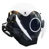 Masque Cyber Punk, fournitures de fête, éclairage LED blanc, guerrier samouraï circulaire, casque de science-fiction, cadeaux d'halloween pour adultes