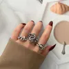 Cluster Rings Punk Metal Snake Open Ring Retro Silver Color Animal Geometry Justerbar Charm Trendy Jewelry Party Gift