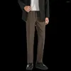 メンズスーツ秋の冬の肥厚スーツパンツ高品質の男性ビジネススリムストライプズボンフォーマルウェアオフィスソーシャルドレスパンツF250