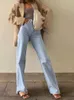Crittografico Moda Casual Gamba Dritta Jeans da Donna Fondo in Denim Harajuku Fidanzato Pantaloni Lunghi a Vita Alta Larghi Autunno 240201