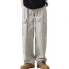 Pantalons pour hommes Hommes Cargo Lâche Large Jambe Profonde Entrejambe Rétro Droite Multi Poches Couleur Unie Pleine Longueur Hip Hop Pantalon Long