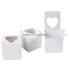 Förpackningsboxar Partihandel Cupcake Box med hjärtformad fönster PVC Pudding Boxes Cake Gift Favor Wedding Party Supply LEVERANS OFF DHJZX