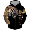 Tiger 3D -tryckta mäns tröja hoodies Set Herrlejontrakt/pullover/jacka/byxor sportkläder Autumn Winter Male Suit 240126