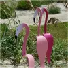 Dekoracje ogrodowe ogrodowe flamingo wskaźnik wiatru kapryśny obrotowy ptak Scpture Absolutnie cudowna unikalna dynamiczna dekoracja podwórza D DH08E