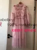 Casual Dresses 2024 Women Fashion Dress Stand Collar Lantern Sleeve Mesh See-through Lace Embroidery Fairy Femme Vestidos Robe