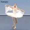 Stage Wear Mulher Ballet Dancer Vestido Collants Adulto Swan Lake Dança Traje Profissional Xadrez Senhoras