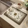 Table Mats Absorbent Drainage Mat Kitchen Printed Dish Drying Cup Pad Tableware Drainer Rug Decoration Accessories