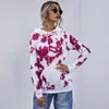 Herrtröjor tröjor 2021 Autumn Womens Ny färgkontrast Tie Dye Womens Wear Pullover Round Neck Loose Womens tröja 8W54