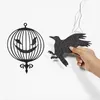 Glitter Black Crow Cage Halloween Party Decorations for Gothic Halloween Tree Hanging Decorations Raven Bird Cage Banner Garland 240124