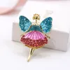 Brosches Fairy Angel Girls For Women Sparkling Rhinestone Wings Dancer Ballet Girl Lapel Accesories Pins Wedding Party Jewelry