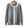 Herfst Winter Dames Trui Mode Normale Kraag Truien Kralen Knoopsluiting Tops Flare Mouw Grote Maten Trui XL/3XL 240123