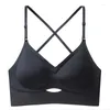 BRAS Beau soutien-gorge arrière pour femmes minces été petits seins push-up sans jantes ne peuvent être portés à l'extérieur dos nu glace soie sans couture