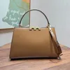 Bolso Bolso de mano Bolsos cruzados lisos Cuero genuino Correa extraíble Hardware dorado Dentro Letras de moda Clavo inferior Grande Capac204k