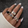 Cluster Rings IPARAM Gothic Silver Color Set For Women Men Vintage Halloween Cross Skeleton Snake Playing Cards Fashion Jewelry Gifts