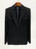 Sukienki robocze High Street 2024 Projektant startowy zestaw damski Slim Fit Single Button Rhinestone Diamonds Blazer spódnica 2PCS