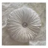 Cushion/Decorative Pillow Veet Pleated Round Pumpkin Throw Pillow For Couch Floor Cushion Decorative Home Sofa Chair Bed Car Drop Deli Dhjrm