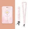 Chaveiros Cardcaptor Sakura Anime Cartão Rosa Caso Chaveiro Sailor Moon Keyring Cordão Bonito ID Pass Badge Phone Titular Cosplay X253