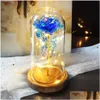 Decorative Flowers & Wreaths Valentine Gift Beauty Eternal Rose Led Light And Beast In Glass Dome Birthday For Valentines Day Drop Del Dhhkc