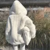 女性の毛皮の肥厚ミンクベルベットコート女性カジュアル冬用服ジャケットバージョンルーズ模倣ウサギのぬいぐるみフード付き