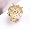 Or Argent Mode Unisexe Anneaux Fine Cristal Incrustation Alliage Animal Léopard Designer Bijoux Fiançailles Mariage Femme Hommes Accessoires Hiphop Bijoux