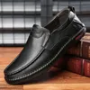 Summer Breathable Genuine Slip On Loafers Men Casual Leather Blue Flats Driving Shoes Moccasins