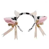 Zapasy imprezy F3MD Piękny krowę mleczną zespół Little Horns Headpiece Bow Bowbons Tiny Bells Dekoracje świąteczne akcesorium