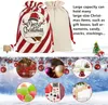 Decoraciones navideñas 2024 Bolsas de regalo Bolsa de lona pesada orgánica grande Cordón de saco de Papá Noel con renos Claus para niños