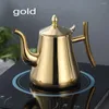 Water Bottles 1/1.5/2L Tea Pot With Filter Gold Thicker Stainless Steel Kettle El Coffee Restaurant Induction Cooker