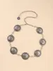 Mode antik silverlegering Western Floral Circle Conchos Women's Chain Belt 240122