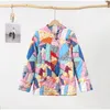 Women's Trench Coats All Match Patchwork Cotton Jacket For Women Autumn Long Sleeve Stand Neck Button Coat Colorful Female Vacation Chic