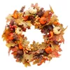 Decorative Flowers Wreaths 50Cm Autumn Wreath Christmas Decoration Artificial Maple Leaves Pumpkin White Fruits Tree Root Homefavor Dhptn