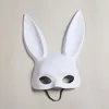 Articoli per feste Bianco Nero Anime Donna Ragazza Maschera da coniglietto sexy Mezza faccia Orecchie lunghe Bondage Masquerade Costume cosplay Puntelli