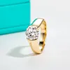 AnuJewel 2ct D Cor Diamante 18K Amarelo Banhado A Ouro Solitário Mulher Anel Homem Anel Jóias Atacado 240124