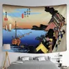 Print Blanket Kanagawa Wave Tapestry Wall Hanging Bohemian Bed Hippie Japanese Illustration Kawaii Bedroom Home Decor 240127