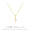 Hängen Aide 925 Sterling Silver ClaVicle Halsband 2024 Trend Cross Pendant Gold Neckor for Women Fine Jewelry Bijoux Femme