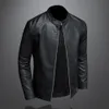 Printemps automne veste en cuir hommes col montant mince Pu mode Moto casual manteau mâle Moto Biker vêtements d'extérieur 240130