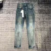 Jeans morados Jeans ajustados Biker rasgados Pantalones pitillo rectos delgados para hombre Pantalones de mezclilla pitillo